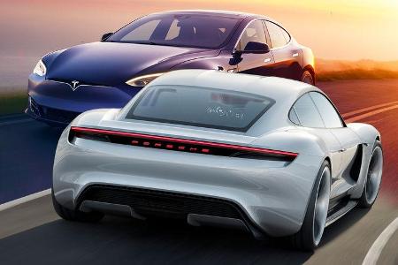 Porsche Taycan Tesla Model S Vergleich Retusche