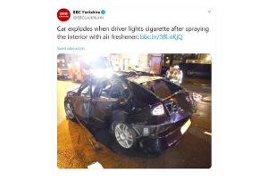 Schlechte Kombination aus Duftspray und Zigarette