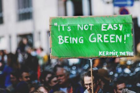 Klimawandel Protest Schild Grün Demonstranten