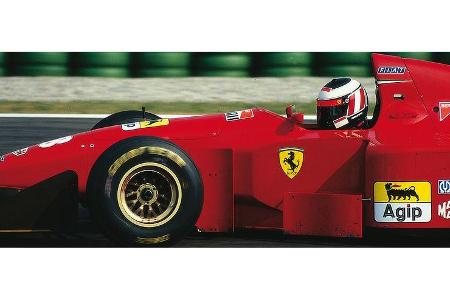 Gerhard Berger bei seiner Triumphfahrt von 1994. Er siegte im Ferrari vor Michael Schumacher auf Benetton.