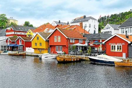 Langesund bunte Häuser Norwegen