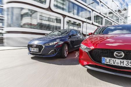 Hyundai i30 Fastback 1.4 T-GDI, Mazda 3 G 2.0, Exterieur