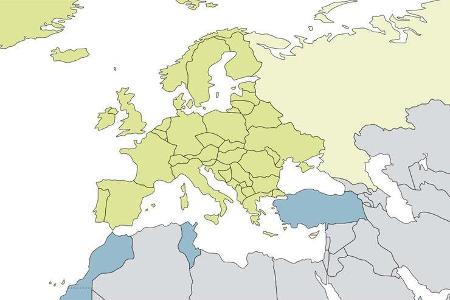 Versicherungen gelten meistens in den geographischen Grenzen Europas.