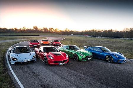 Lamborghini Huracán Performante, Chevrolet Corvette Z06, Mercedes-AMG GT R, McLaren 720S, Porsche 911 GT3, Audi R8 V10 Plus,...
