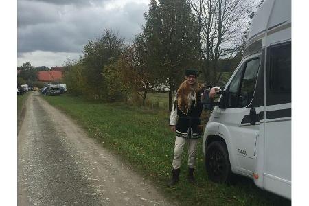 Ausflug mit Carlos zum Mittelalter-Park Adventon in Osterburken. Gegen Gebühr dürfen Wohnmobile hier über Nacht stehen.