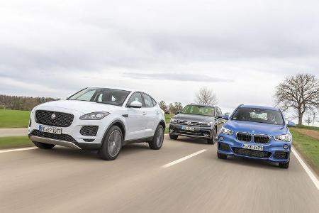 BMW X1 xDrive 25d, Jaguar E-Pace D240, VW Tiguan 2.0 TDI, Exterieur