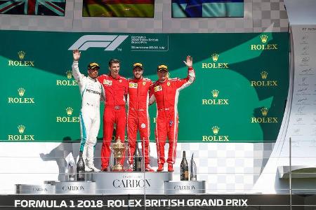 Hamilton - Vettel - Räikkönen - Podest - GP England 2018 - Silverstone - Rennen