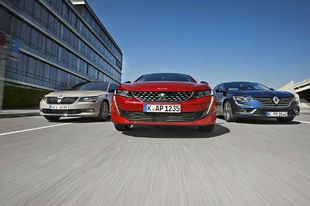 Peugeot 508 Puretech 225, Renault Talisman Tce 200, Skoda Superb 2.0 TSI, Exterieur Peugeot 508 Puretech 225, Renault Talisman Tce 200, Skoda Superb 2.0 TSI, Exterieur