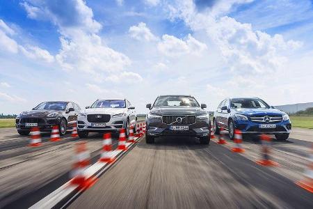 Jaguar F-Pace, Mercedes GLC, Porsche Macan, Volvo XC60 Vergleichstest