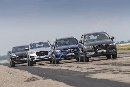 Jaguar F-Pace, Mercedes GLC, Porsche Macan, Volvo XC60 Vergleichstest