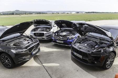 Jaguar F-Pace, Mercedes GLC, Porsche Macan, Volvo XC60 Vergleichstest