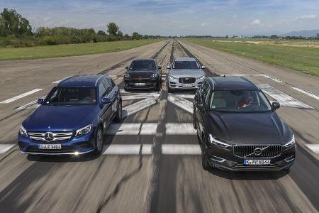 Jaguar F-Pace, Mercedes GLC, Porsche Macan, Volvo XC60 Vergleichstest