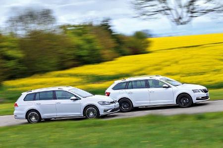 Skoda Octavia Combi 2.0 TDI 4x4, VW Golf Variant 2.0 TDI 4Motion, Seitenansicht