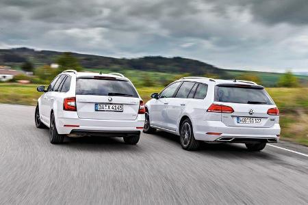 Skoda Octavia Combi 2.0 TDI 4x4, VW Golf Variant 2.0 TDI 4Motion, Heckansicht