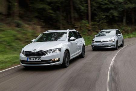 Skoda Octavia Combi 2.0 TDI 4x4, VW Golf Variant 2.0 TDI 4Motion, Frontansicht