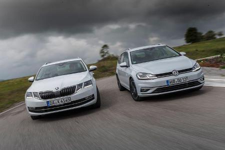 Skoda Octavia Combi 2.0 TDI 4x4, VW Golf Variant 2.0 TDI 4Motion, Frontansicht