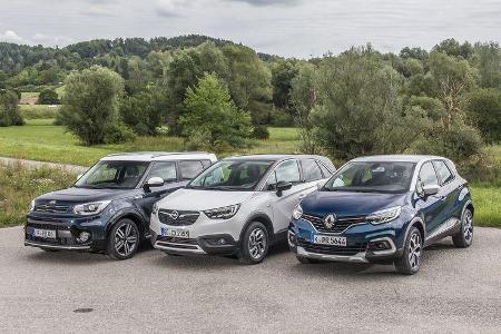 Kia Soul 1.6 CRDi Spirit, Opel Crossland X 1.6 D Innovation, Renault Captur dCi 110 Intens, Exterieur