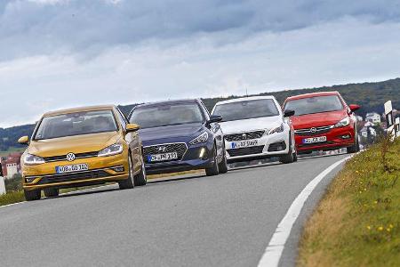 Hyundai i30, Opel Astra, Peugeot 308, VW Golf, Exterieur Front