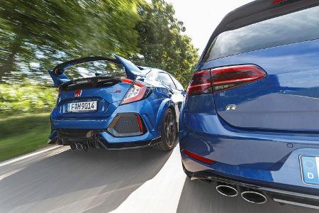 Honda Civic Type R, VW Golf R 2.0 TSI 4 Motion, Exterieur Heck