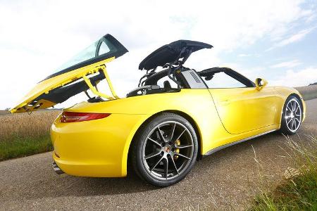 Porsche Targa 4S, Verdeck öffnet, Targadach