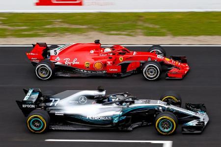 Vettel & Bottas - Ferrari & Mercedes - F1-Test - Barcelona - Tag 2 - 27. Februar 2018
