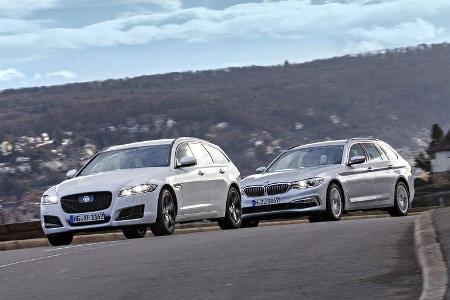 BMW 530d Touring xDrive Luxury Line, Jaguar XF Sportbrake 25d AWD Portfolio, Exterieur