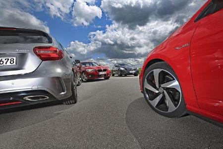 BMW 125i, Mercedes A 250, Volvo V40 T5, VW Golf GTI, Exterieur