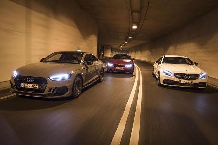 Audi RS 5 Coupé, BMW M4 Competition, Mercedes-AMG C 63 Coupé, Exterieur Front