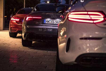 Audi RS 5 Coupé, BMW M4 Competition, Mercedes-AMG C 63 Coupé, Exterieur, Heck