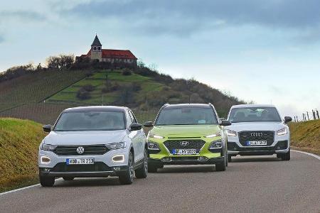 Vergleichstest Audi Q2, Hyundai Kona, VW T-Roc