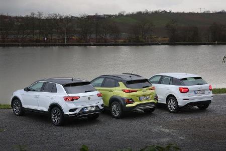 Vergleichstest Audi Q2, Hyundai Kona, VW T-Roc