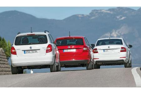 Fabia Combi 1.2 TSI, Octavia 1.2 TSI, Rapid SB 1.2 TSI, Heckansicht