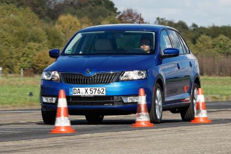 Skoda Rapid Spaceback 1.2 TSI, Frontansicht, Bremstest