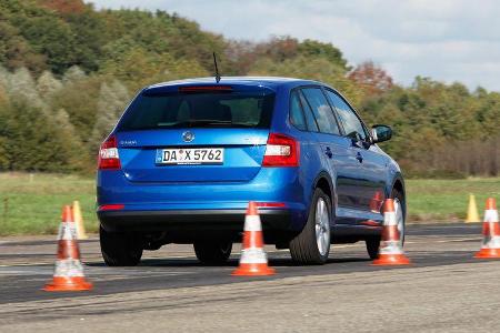 Skoda Rapid Spaceback 1.2 TSI, Heckansicht, Bremstest
