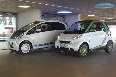 Mitsubishi i-Miev und Smart Fortwo ED