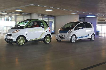 Mitsubishi i-Miev und Smart Fortwo ED