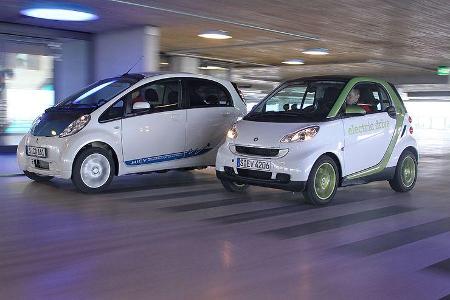 Mitsubishi i-Miev und Smart Fortwo ED
