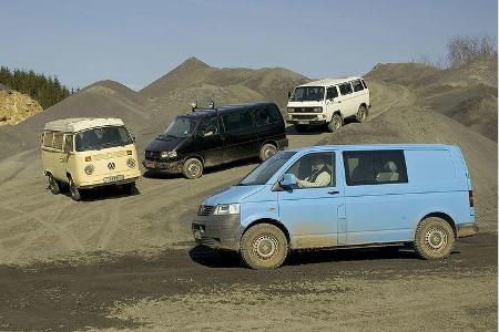 Syncro-Familientreffen: Der erste, serienmäßige Transporter mit Allradantrieb lief in der dritten Transportergeneration 1985...