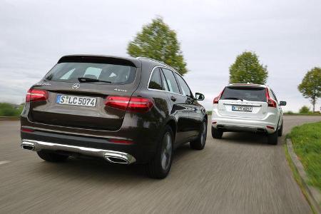 Mercedes GLC 250 d 4Matic, Volvo XC60 D5 AWD, Heckansicht