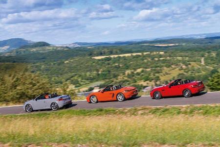 Audi TT RS Roadster, Mercedes-AMG SLC 43, Porsche 718 Boxster S Seite