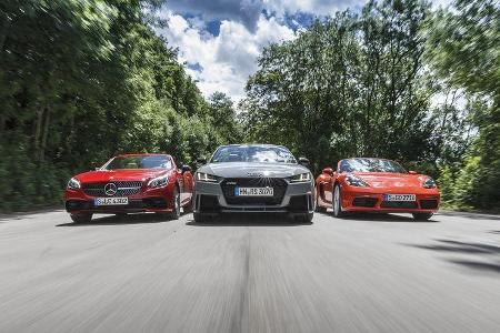 Audi TT RS Roadster, Mercedes-AMG SLC 43, Porsche 718 Boxster S Front