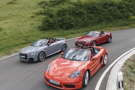 Audi TT RS Roadster, Mercedes-AMG SLC 43, Porsche 718 Boxster S Front