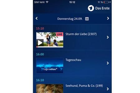 Einen ähnlichen Funktionsumfang bietet auch die iOS- und Android-App des Ersten. Hier können alle im Ersten Deutschen Fernse...