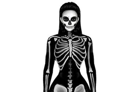 Das neue Kimoji zu Halloween: Kim Kardashian als Skelett Das neue Kimoji zu Halloween: Kim Kardashian als Skelett