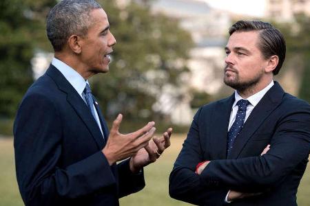 Leonardo DiCaprio (r.) engagiert sich gemeinsam mit US-Präsident Barack Obama für den Naturschutz Leonardo DiCaprio (r.) engagiert sich gemeinsam mit US-Präsident Barack Obama für den Naturschutz