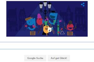 Das Google Doodle wünscht singend "Fröhliche Feiertage!"