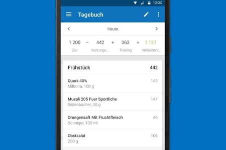 Dank mehr als drei Millionen Nahrungsmitteln in der Datenbank lässt sich der Kalorienzähler schnell mit den nötigen tägliche...