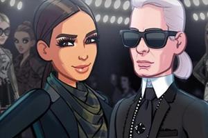 Kim Kardashian spielt mit Karl Lagerfeld