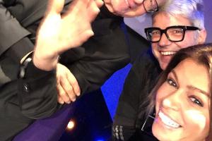 Sabia Boulahrouz nach der TV-Show mit ihrem Manager Wolfhard Münter (Mitte)