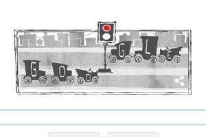 Google Doodle feiert die erste elektrische Ampel